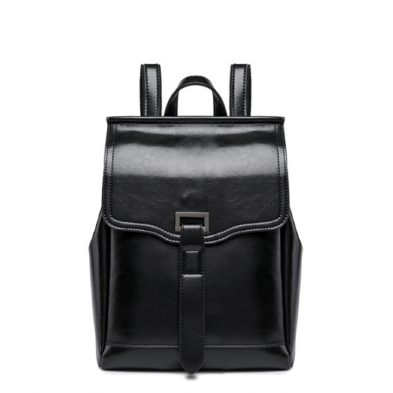 Рюкзак-сумка жіночий шкіряний 26х22х11 см Чорний (156)