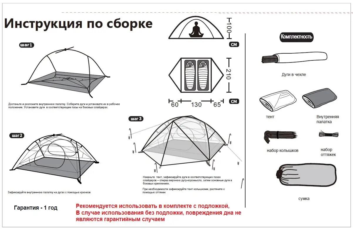 Палатка двухместная Tramp Cloud 2 Si Красный (TRT-092-red) - фото 13