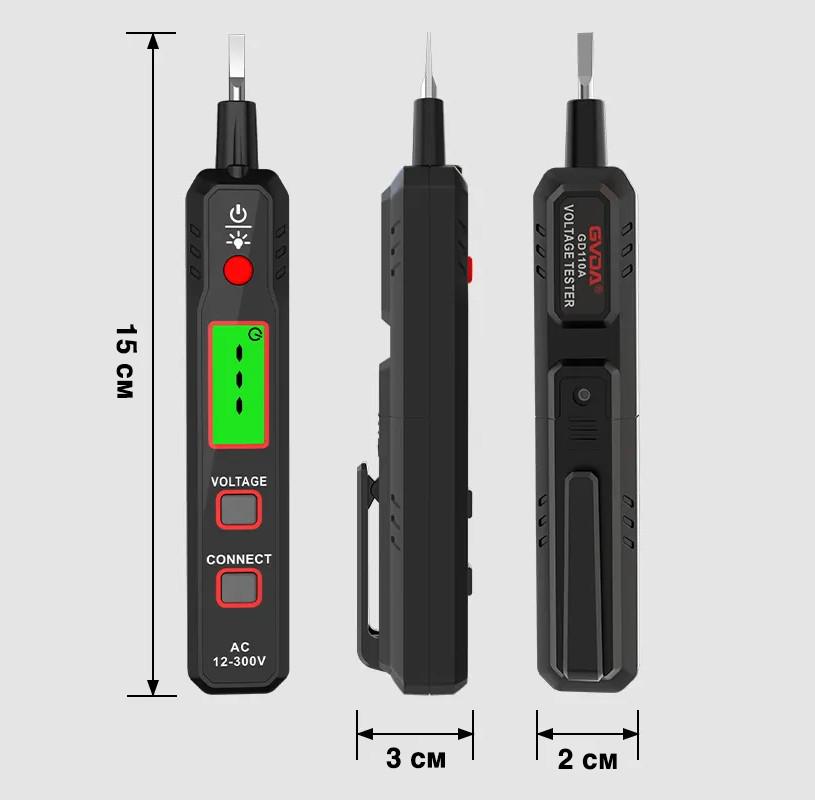 Тестер напряжения GVDA GD110A Ручка цифровой с подсветкой Черный - фото 3