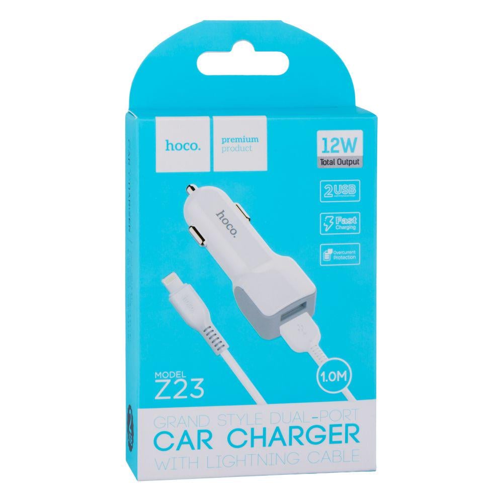 Зарядний пристрій автомобільний Hoco Z23 2USB Lightning (00001309) Зарядний пристрій автомобільний Hoco Z23 2USB Lightning (00001309)
