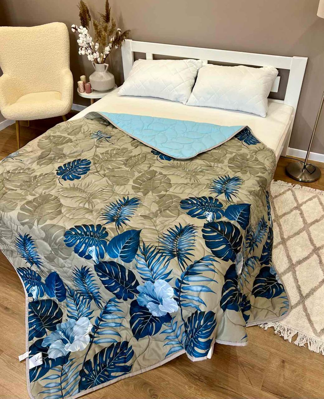 Одеяло летнее двухстороннее с рисунком євро 200x220 см Серый (27481087) - фото 6