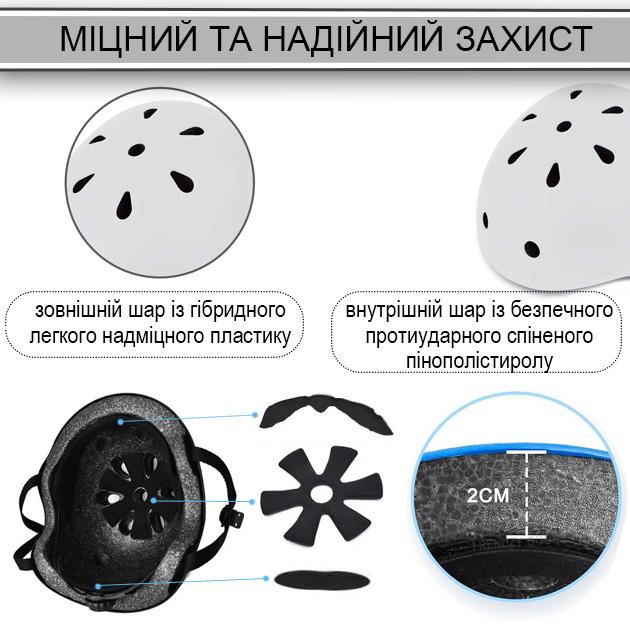 Шолом для велосипеда та наколінники та налокітники та наладонники Білий (29198652) - фото 5 Шолом для велосипеда та наколінники та налокітники та наладонники Білий (29198652) - фото 5
