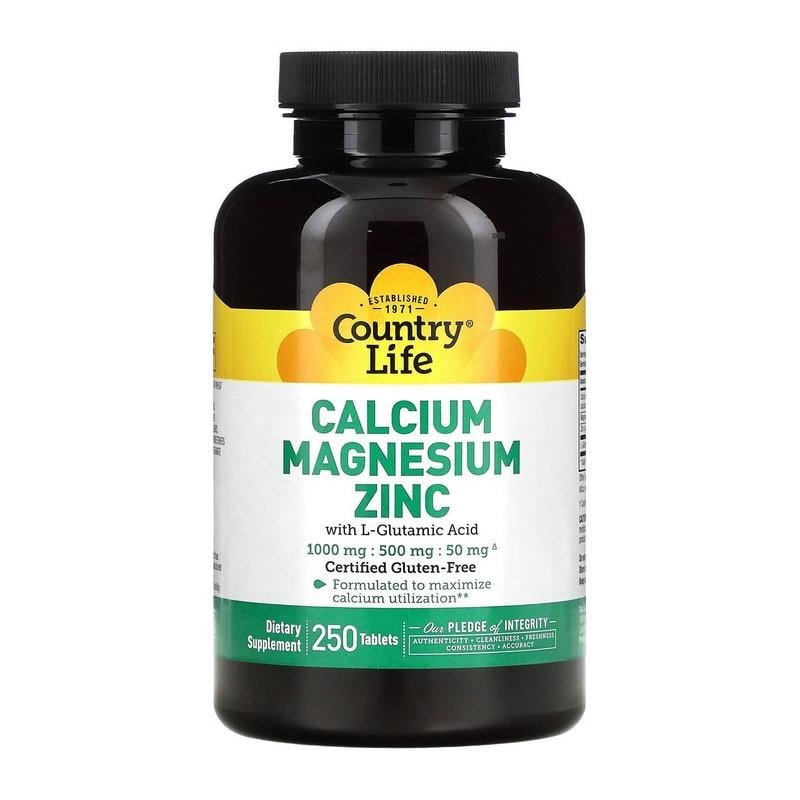 Кальций, магний, цинк Country Life Calcium Magnesium Zinc 250 капс. (21713-01)