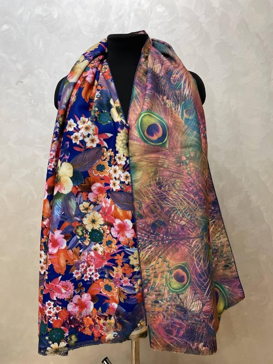 Шарф кашемировый Орхидея Хвост павлина двусторонний (ШарфКаш53)