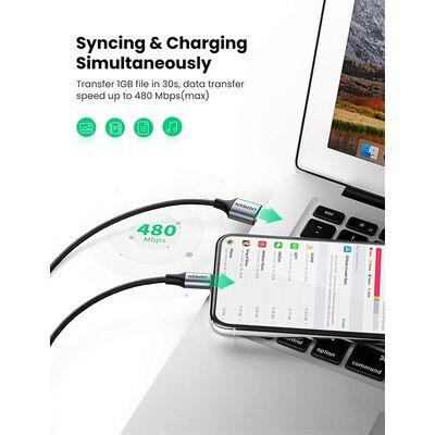 Кабель зарядный UGREEN USB-A to Lightning для iPhone/iPad с оплеткой 2 м Black (US199) - фото 2 Кабель зарядный UGREEN USB-A to Lightning для iPhone/iPad с оплеткой 2 м Black (US199) - фото 2