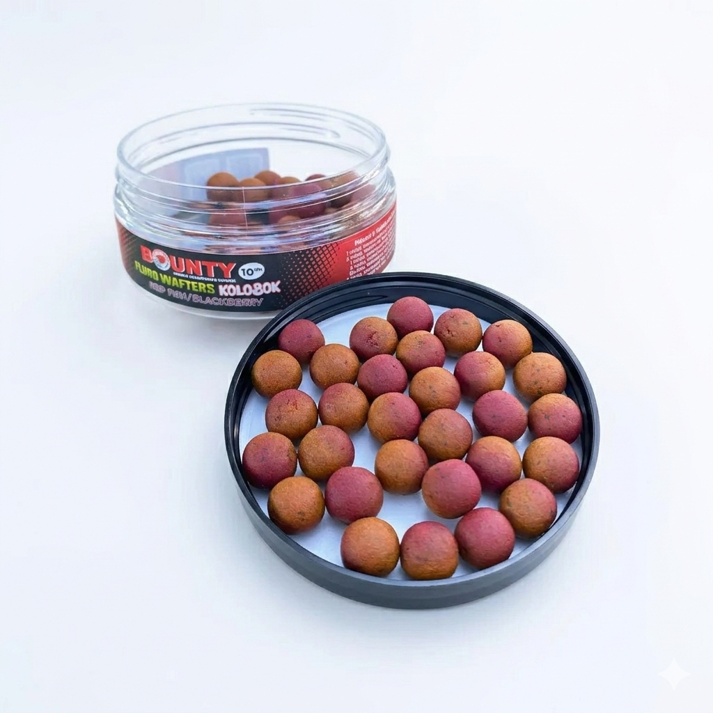 Бойлы Fluro-вафтерс Bounty Kolobok Красная рыба/Черника 10 мм 55 шт. (1892484065)
