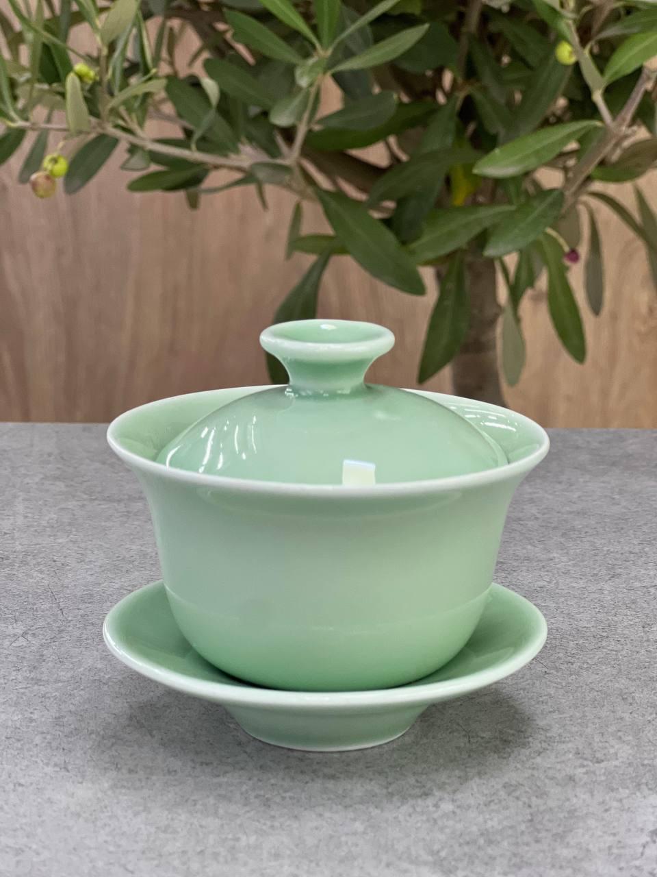 Гайвань фарфоровая для чайной церемонии 170 мл Зеленый (OS-TC032-2) - фото 3 Гайвань фарфоровая для чайной церемонии 170 мл Зеленый (OS-TC032-2) - фото 3