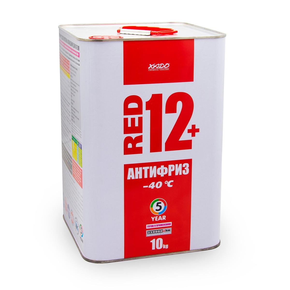 Антифриз для двигуна XADO Antifreeze Red 12+ -40⁰С 10 кг