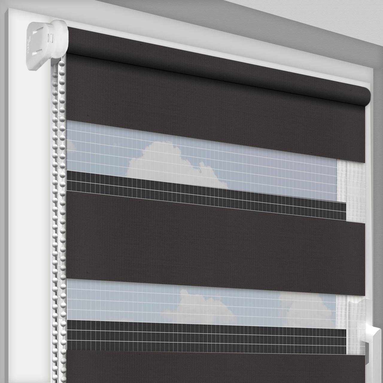 Рулонная штора День-Ночь DECO SHARM Secret Impress DN 233 2100х1600 мм Серый/Коричневый (DN233-44)