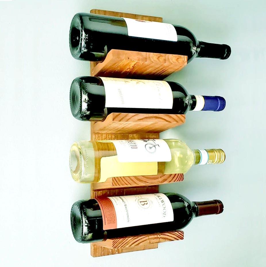 Полка для вина настенная из дерева Тахара 4 Сиена (ПНК-404005)