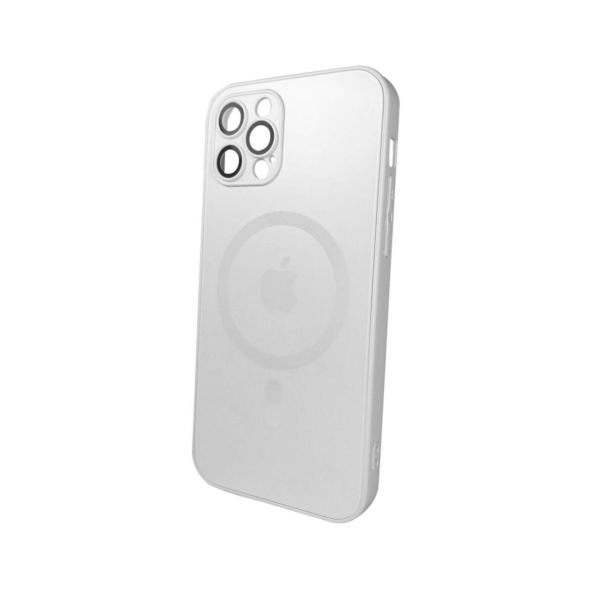 Противоударный чехол для Apple iPhone 12 Pro AG Glass Matt Frame Color MagSafe / Pearly White