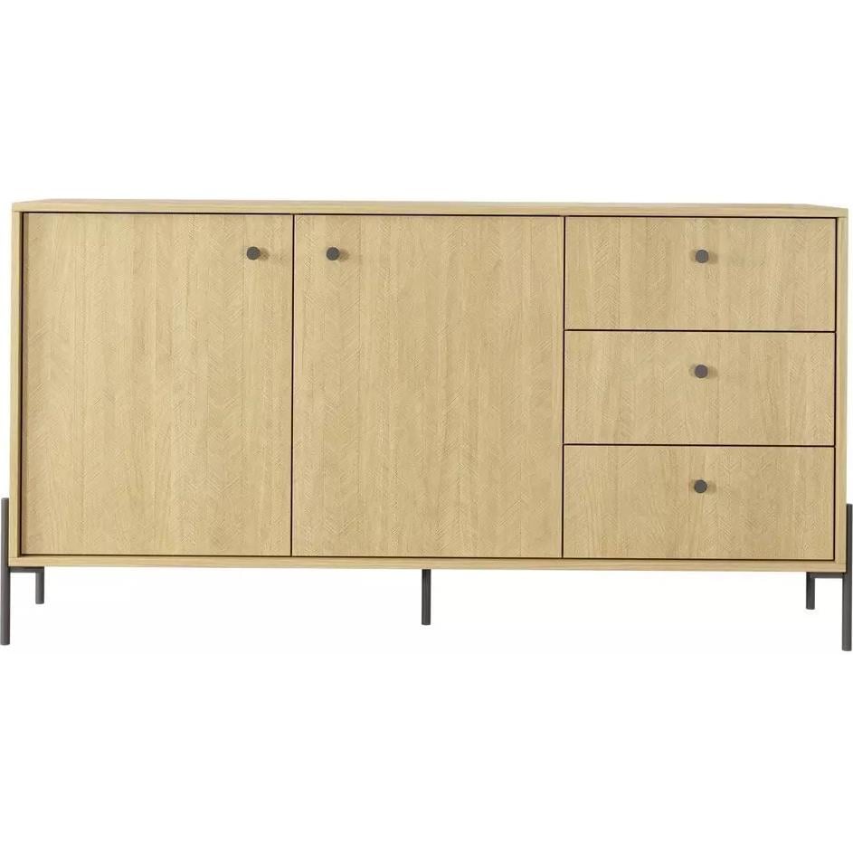 Буфет двухдверный с ящиками Moss Ash matt black legs 157 см