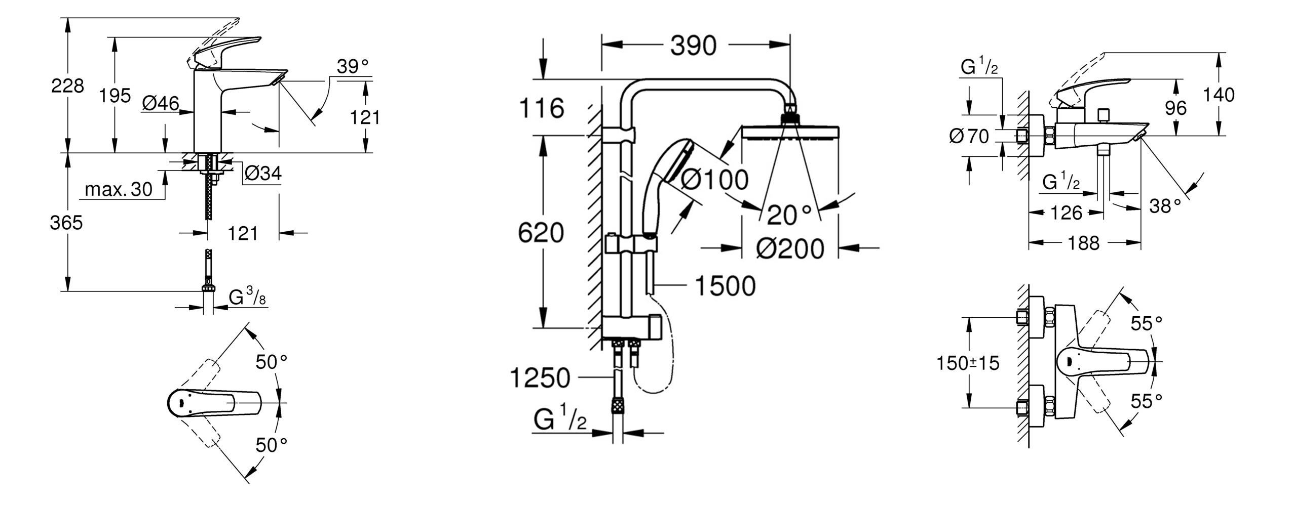 Набір змішувачів для ванни Grohe Eurosmart New UA123389M0 Хром (150271) - фото 2