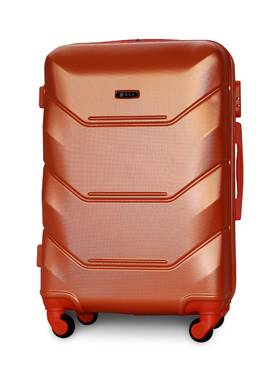 Чемодан пластиковый Fly K147 средний на 4 колесах 67х43х26 см 60 л Оранжевый