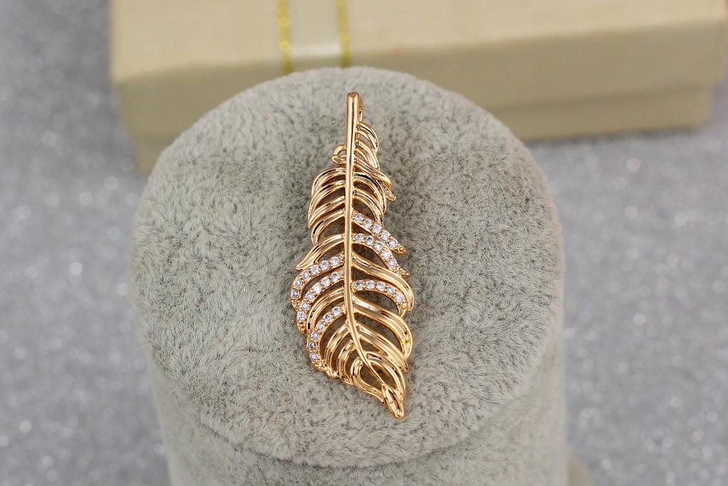 Кулон Xuping Jewelry Перо для тонкой цепи 4 см Золотистый