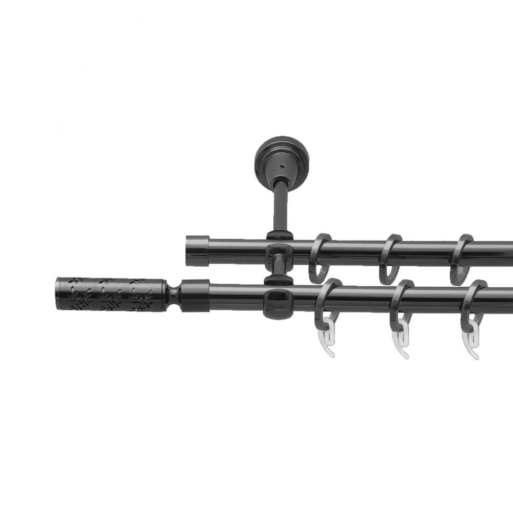 Карниз металлический Orvit Апрелия двухрядный открытый/гладкая труба/кольцо фасонное металлическое Оникс 16/16 мм 240 см (4714256)