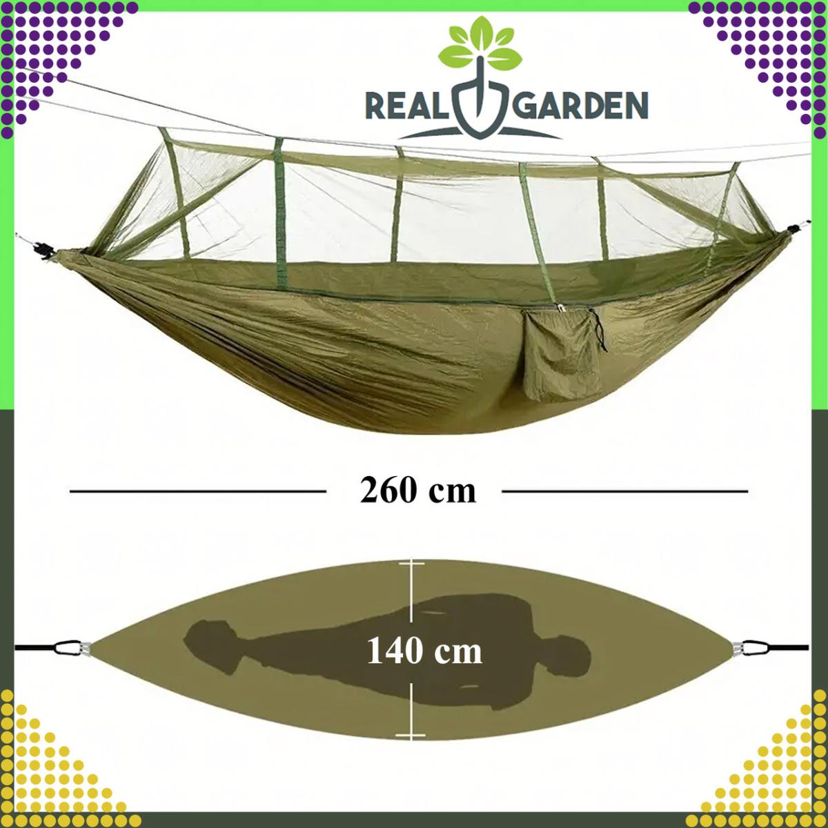 Гамак туристический Real Garden 260x140 см до 120 кг Хаки (27777816) - фото 5