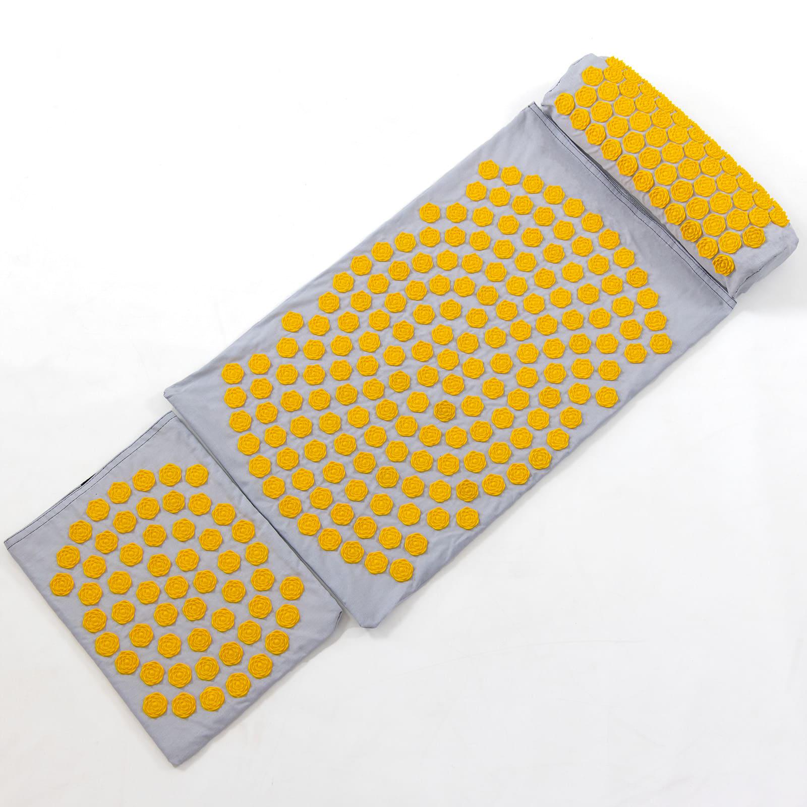 Коврик массажный Аппликатор Кузнецова/валик/подушка для спины/шеи/ног OSPORT Lotus Set Серо-желтый (n-0003) - фото 2