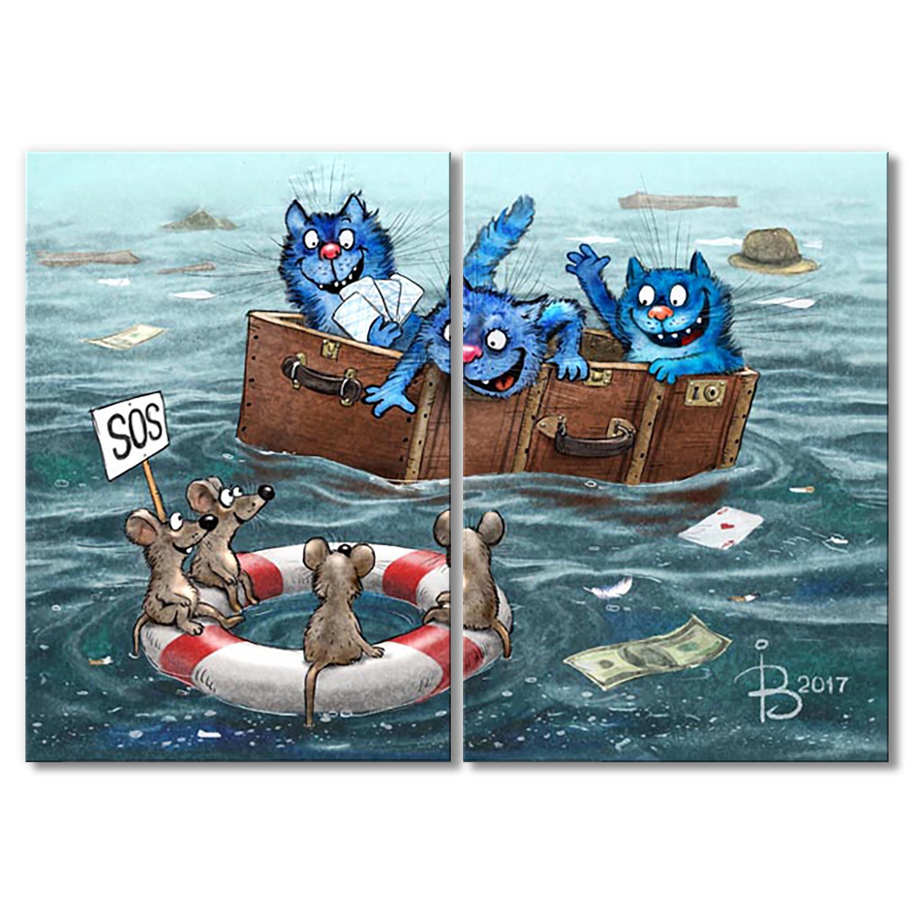 Модульная картина Спасение давайте к нам 2 модуля 90x135 см