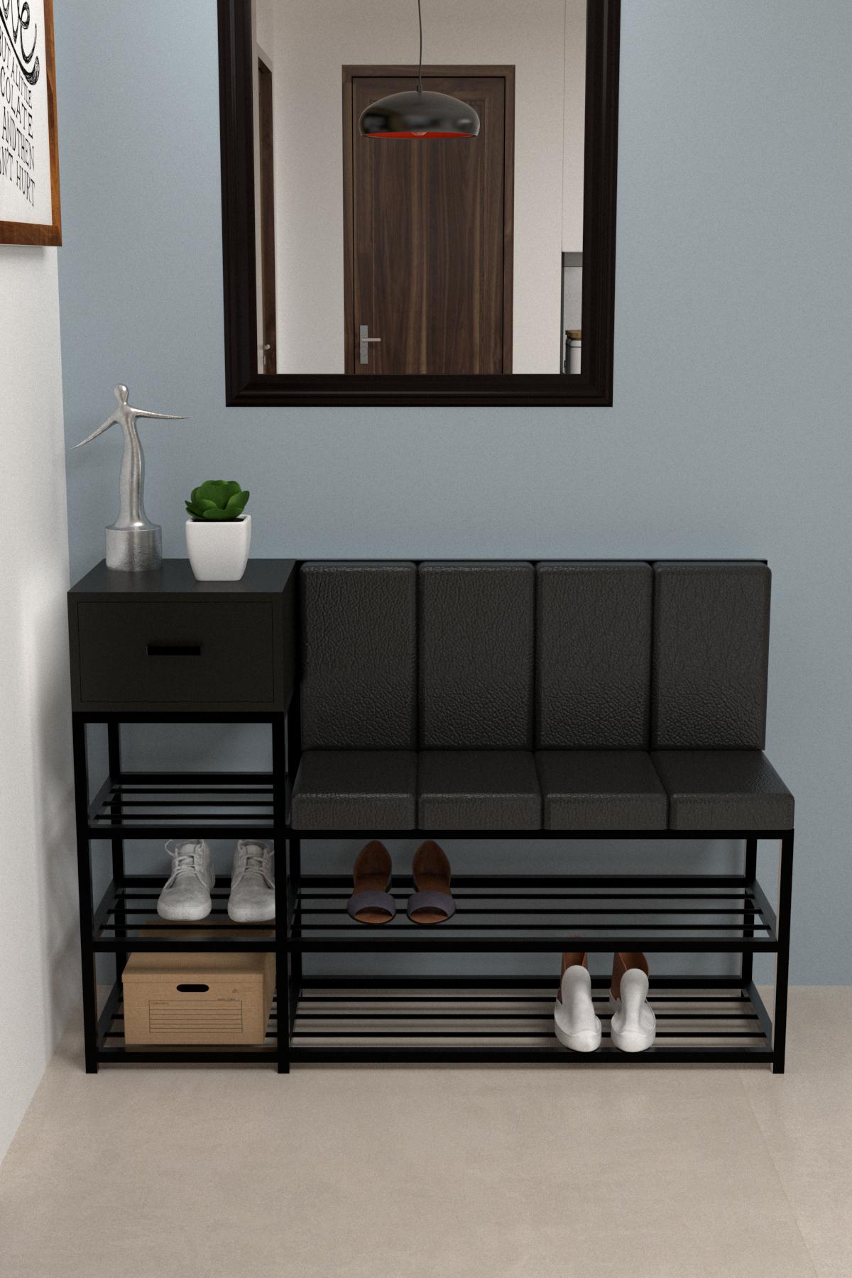 Полка для обуви EcoLoft Уивер PU-1229-6 в стиле лофт Черный (PU-1229-6)