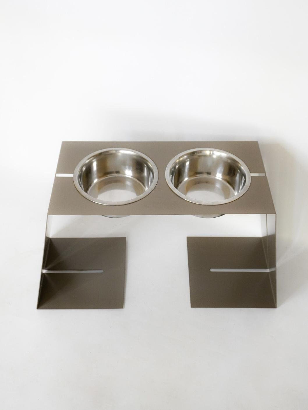 Годівниця Bestmeal підставка для собак великих порід на 2 миски метал 300 мм 1,8 л Бежево-Сірий (24436854) - фото 4