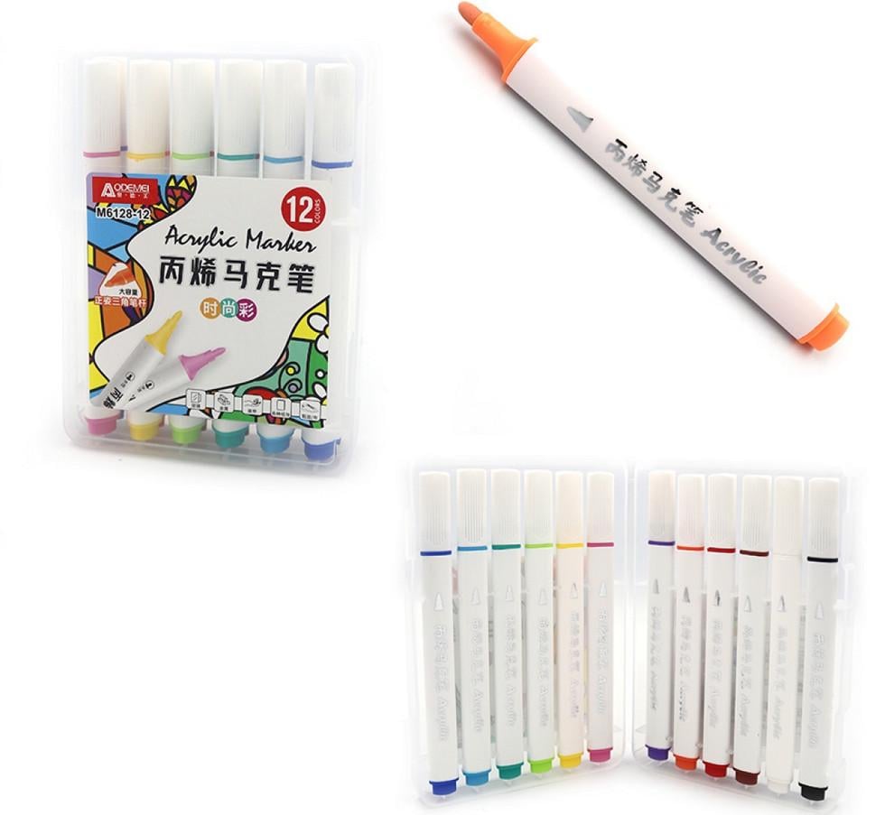 Набор акриловых скетчмаркеров Aodemei 12 цветов - фото 2