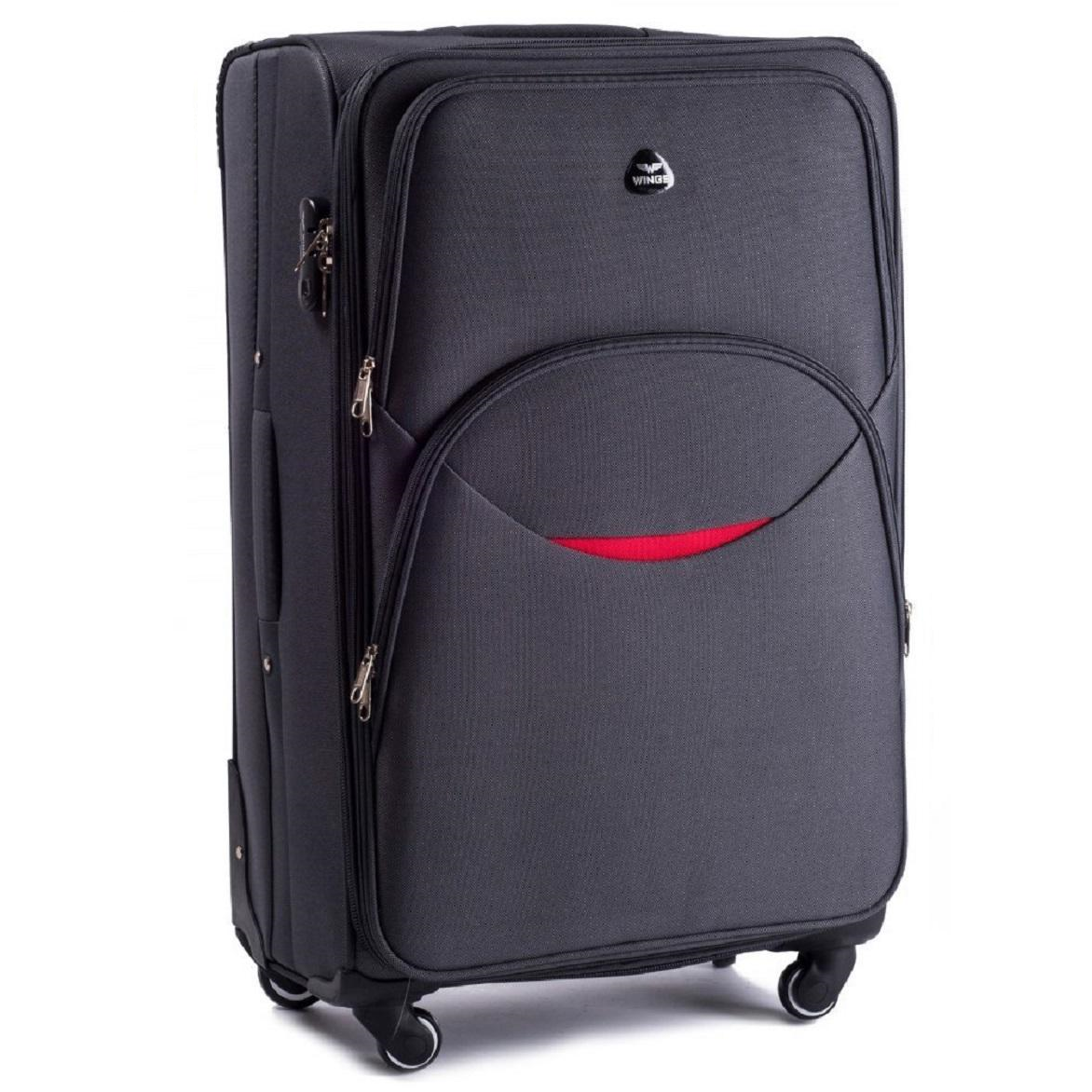 Чемодан тканевый большой на 4 колесах Wings 1708 L Серый