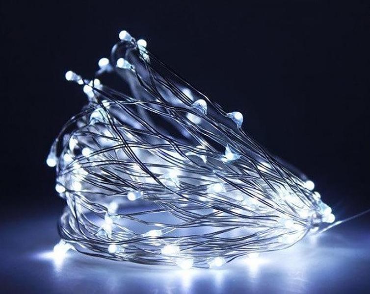 Светодиодная LED гирлянда Kronos Top Роса на батарейках 10 м Холодный Белый (rosa_2_10м)