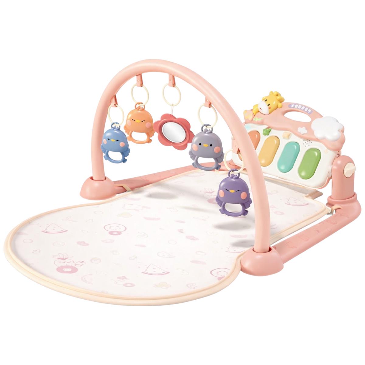 Розвиваючий килимок для дітей Huan Lexing з дугою піаніно та підвісками Рожевий (997-62 A)