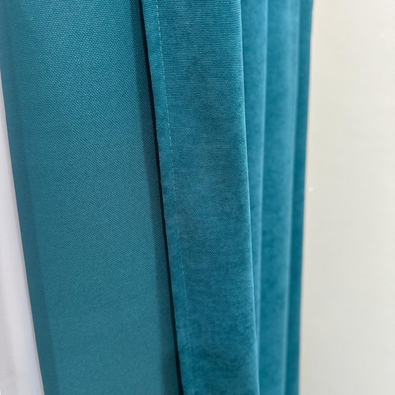 Комплект штор микровелюр 2 шт. 1,5х2,7 м готовые на шторной тесьме 6 см Бирюзовый (petek-V23) - фото 5