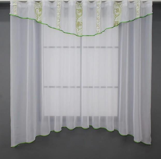 Гардина с аркой на кухню 280х170 см Салатовый/Белый (00к 59-860) Гардина с аркой на кухню 280х170 см Салатовый/Белый (00к 59-860)