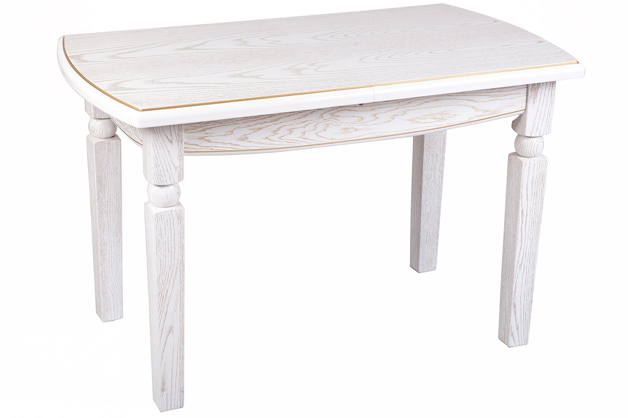 Стол обеденный раскладной 70х120+40 см Кайман Белый/Золотая патина (15707)