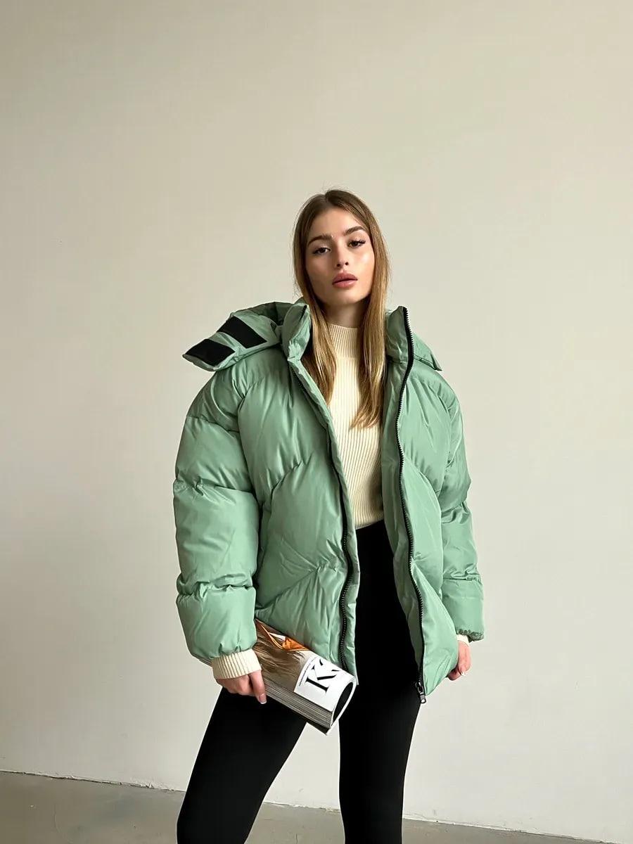 Пуховик жіночий Quadro зимовий до -15°С з капюшоном оверсайз S/M М'ятний (26531/2/1) - фото 3 Пуховик жіночий Quadro зимовий до -15°С з капюшоном оверсайз S/M М'ятний (26531/2/1) - фото 3