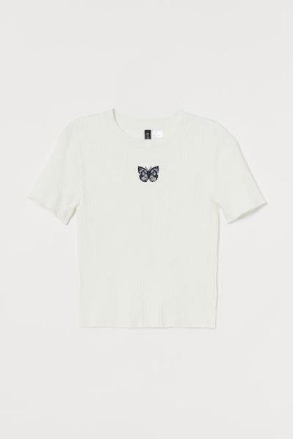 Топ H&M с бабочками M Белый (808748П)