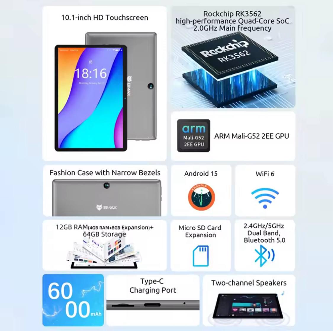 Планшет BMAX I9 Plus 10,1" 12/64 Gb Wi-Fi 4 ядра 2 GHz 6000 mAh - фото 6