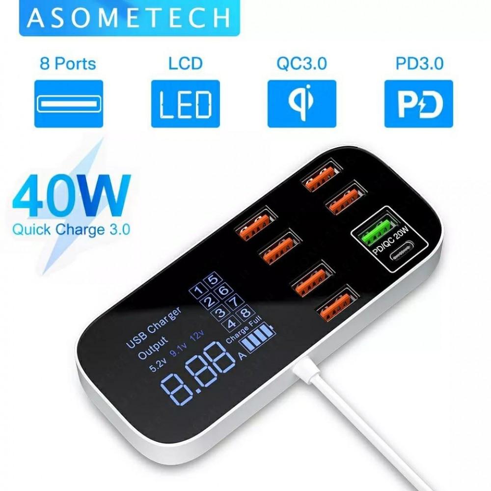 Зарядний пристрій мережевий Asometech 40W PD3.0 QC 3.0 8 USB (25397265) - фото 11 Зарядний пристрій мережевий Asometech 40W PD3.0 QC 3.0 8 USB (25397265) - фото 11