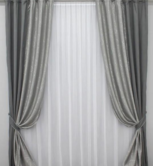 Шторы комбинированные микровелюр с льном 1,5х2,6 м 2 шт. Коричневый/Какао (014дк/10-504)