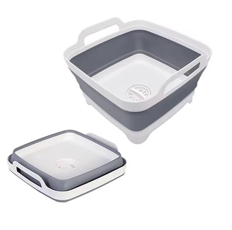 Корзина кухонная складная с клапаном для слива воды 19 л Белая/Серая (ОДКБ-106) - фото 2