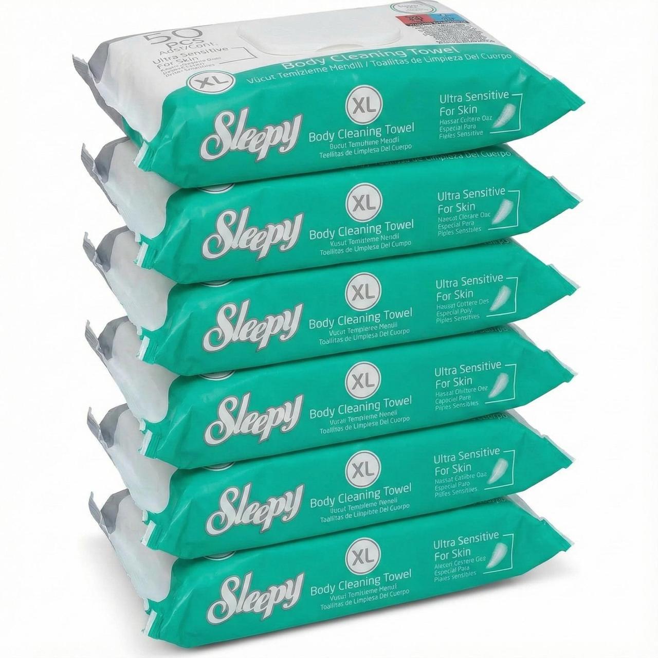 Вологі рушники для тіла Sleepy Adult Towels 50 шт. 6 уп. (000006706)