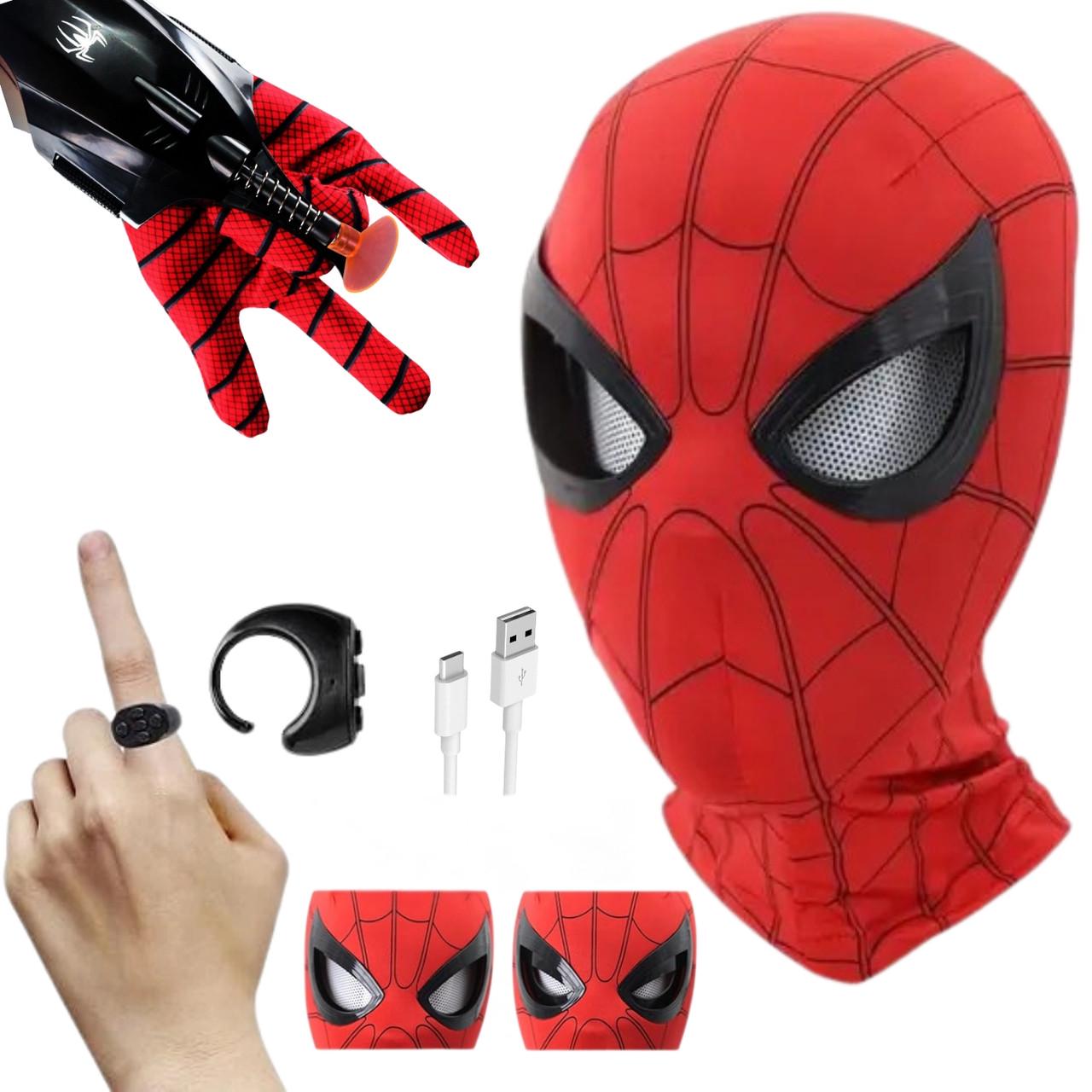 Интерактивный игровой набор Человек-паук Premium 2/2в1 маска с мигающими глазами/веб-шутер (SM19062IN1)