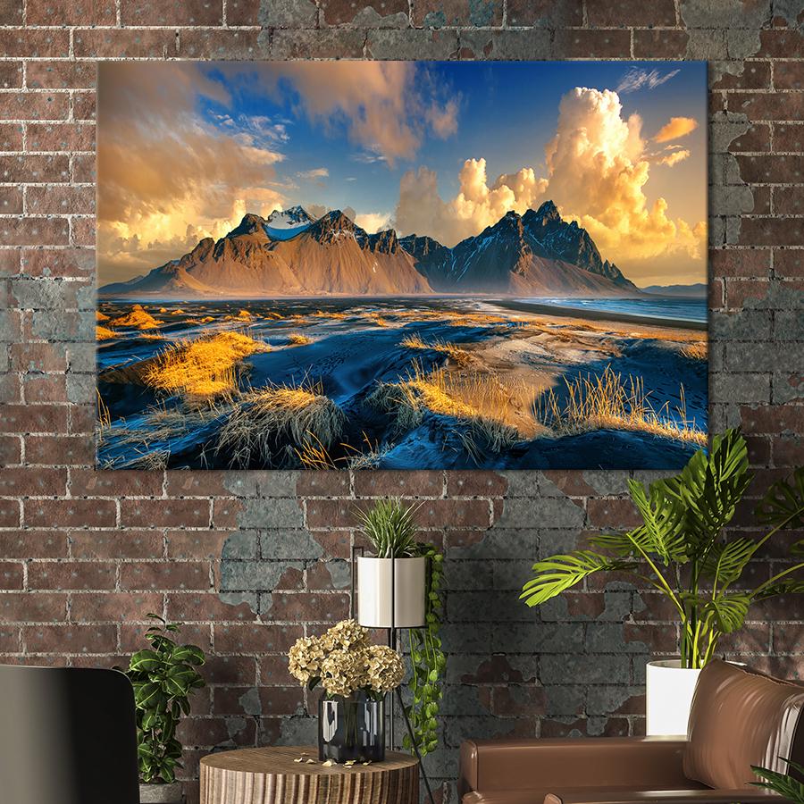 Настенний декор Белые облака над вершиной Вестрахорн 51x34 см (2004-1)