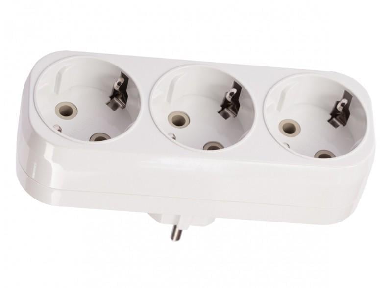 Розгалужувач вертикальний Luxel 1018 3 виходи з заземленням Білий (27848852)
