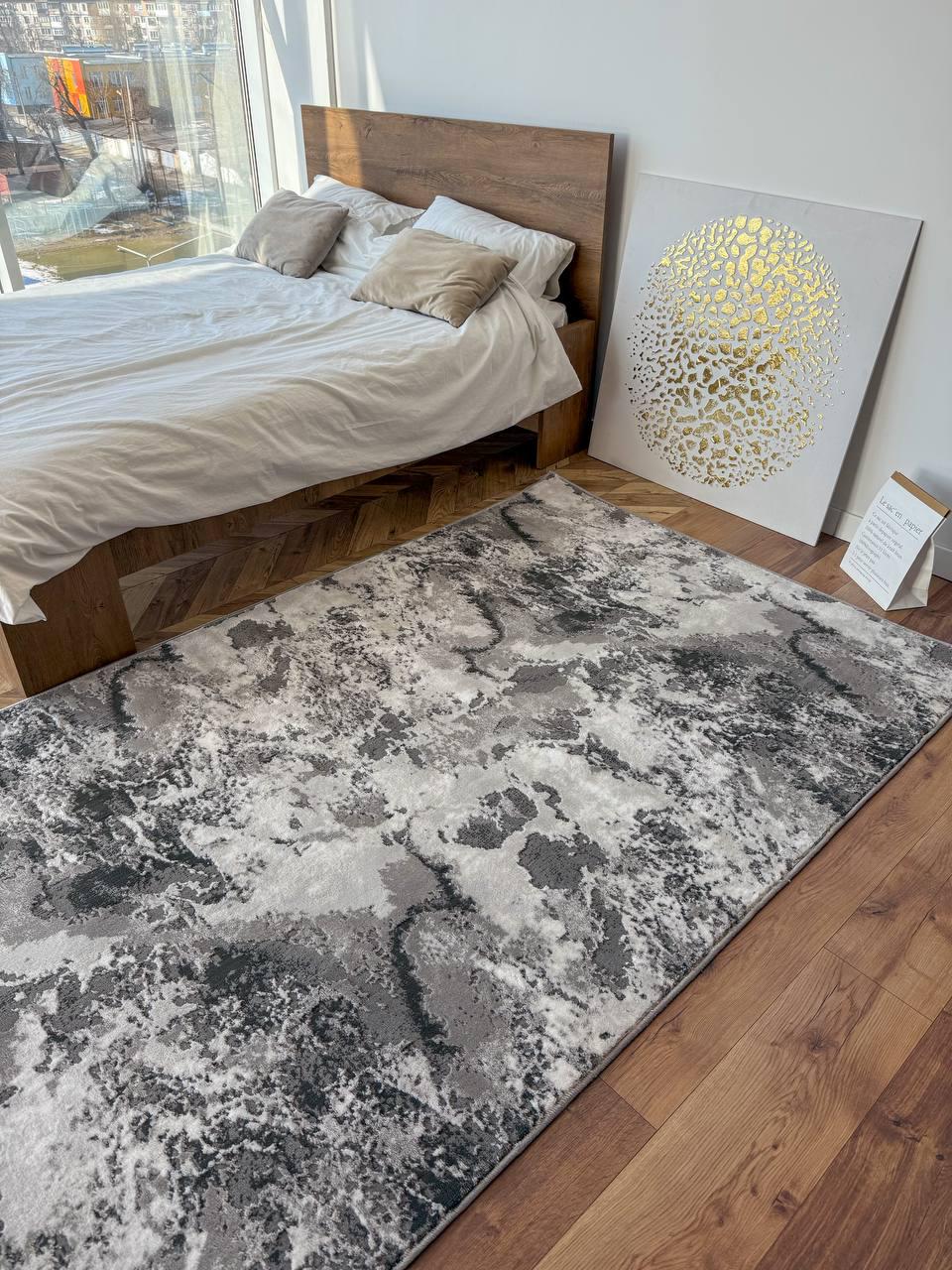 Килим сучасний з абстрактним візерунком 120x180 см Сірий - фото 6