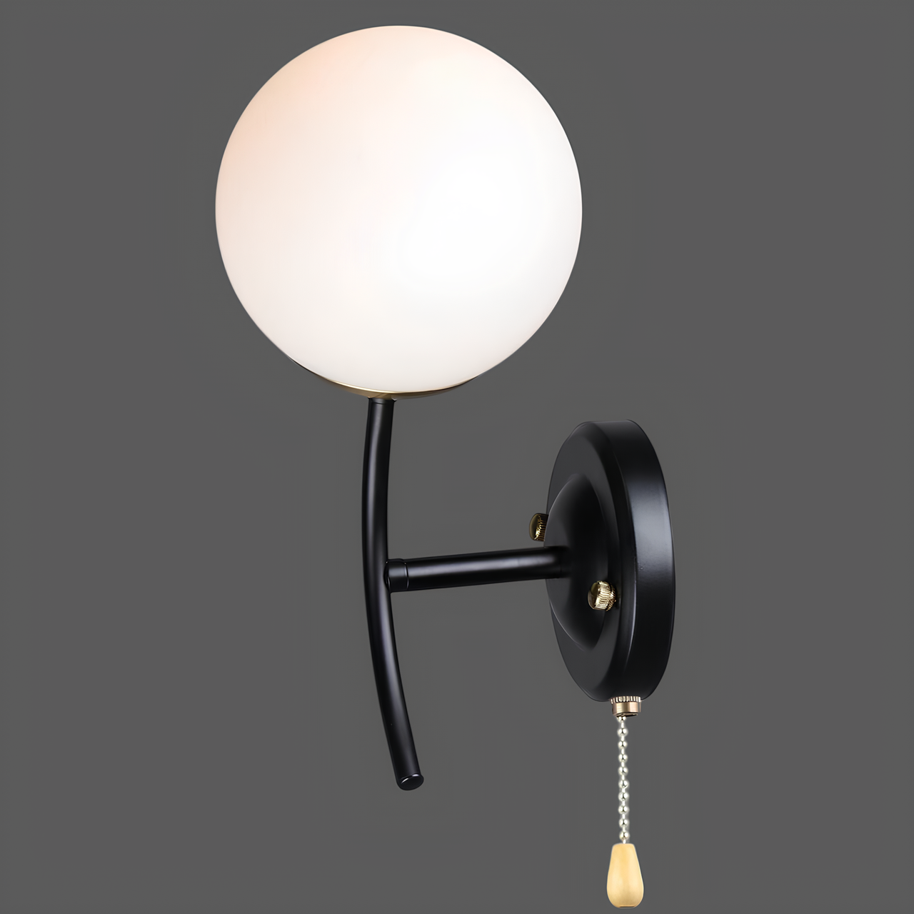 Бра Valeso зі сферичним плафоном під одну лампу Е27 Чорний/Мідний (B N6612/1W BK+COP)