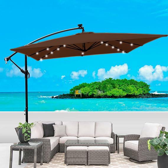 Парасолька садова WCG c LED-підсвічуванням з чохлом 2,5х2,5 м Коричневий (W-7055LED-BR)