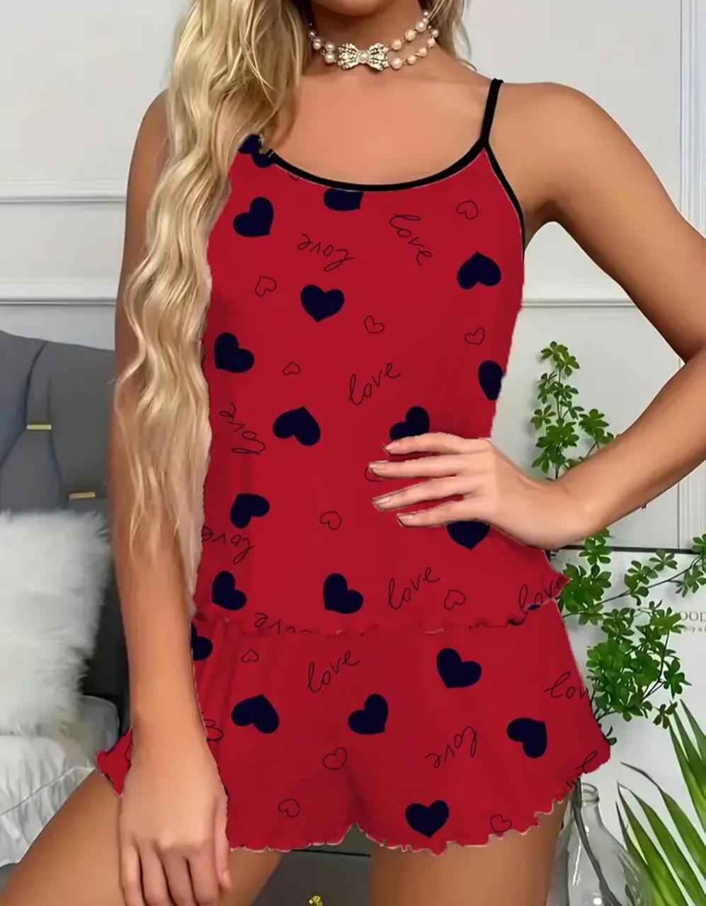 Женская пижама с шортами Love M Красный (2686486700) - фото 4 Женская пижама с шортами Love M Красный (2686486700) - фото 4