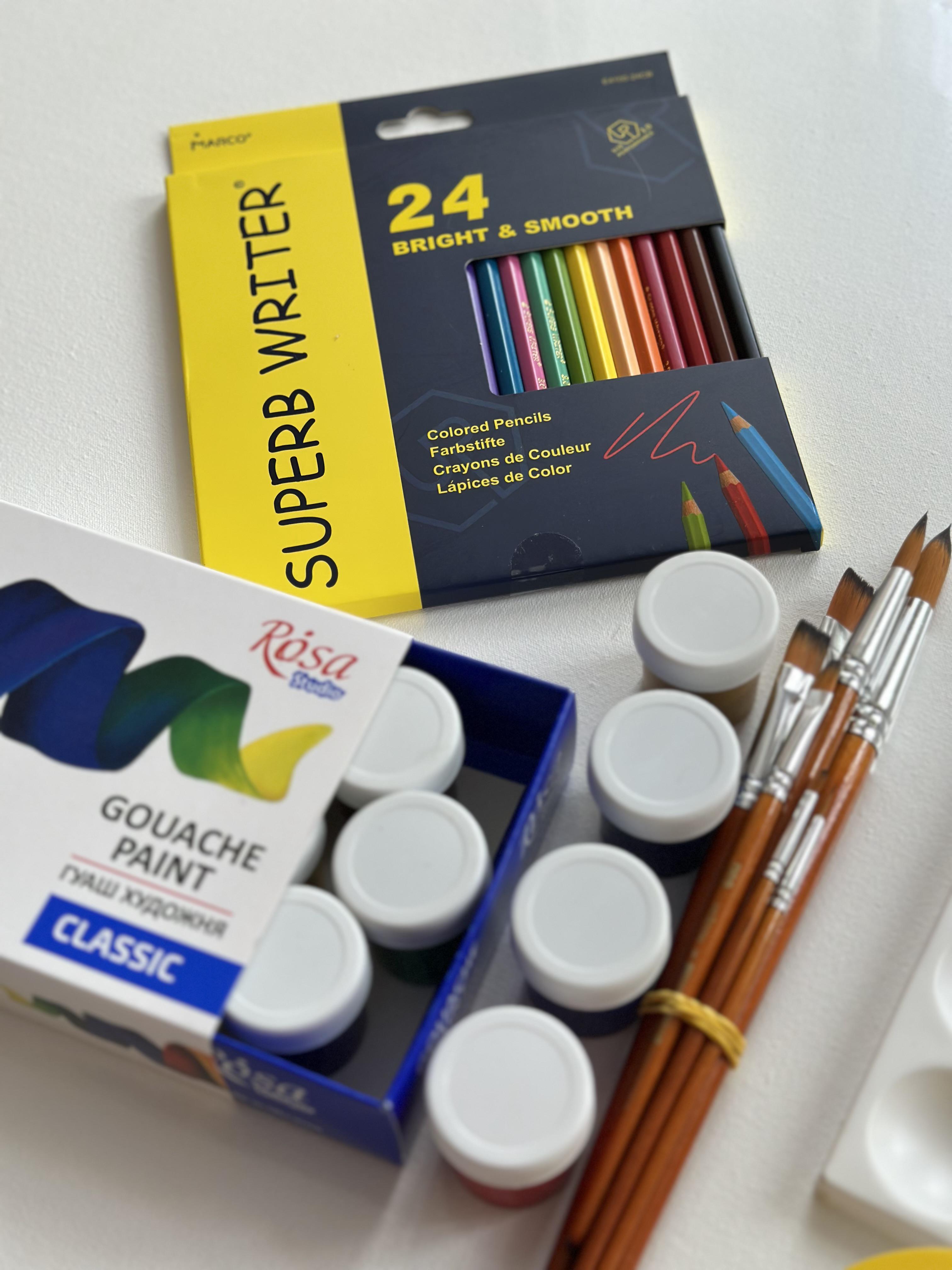 Набір для уроків образотворчого мистецтва та творчості дітей гуаш/пензлі/альбом/олівці/фартух/пенал/палітра (SD-3009) - фото 5 Набір для уроків образотворчого мистецтва та творчості дітей гуаш/пензлі/альбом/олівці/фартух/пенал/палітра (SD-3009) - фото 5