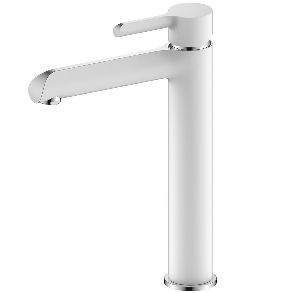 Смеситель для умывальника Gappo G1003-18 высокий однорычажный Белый/Хром (160811)