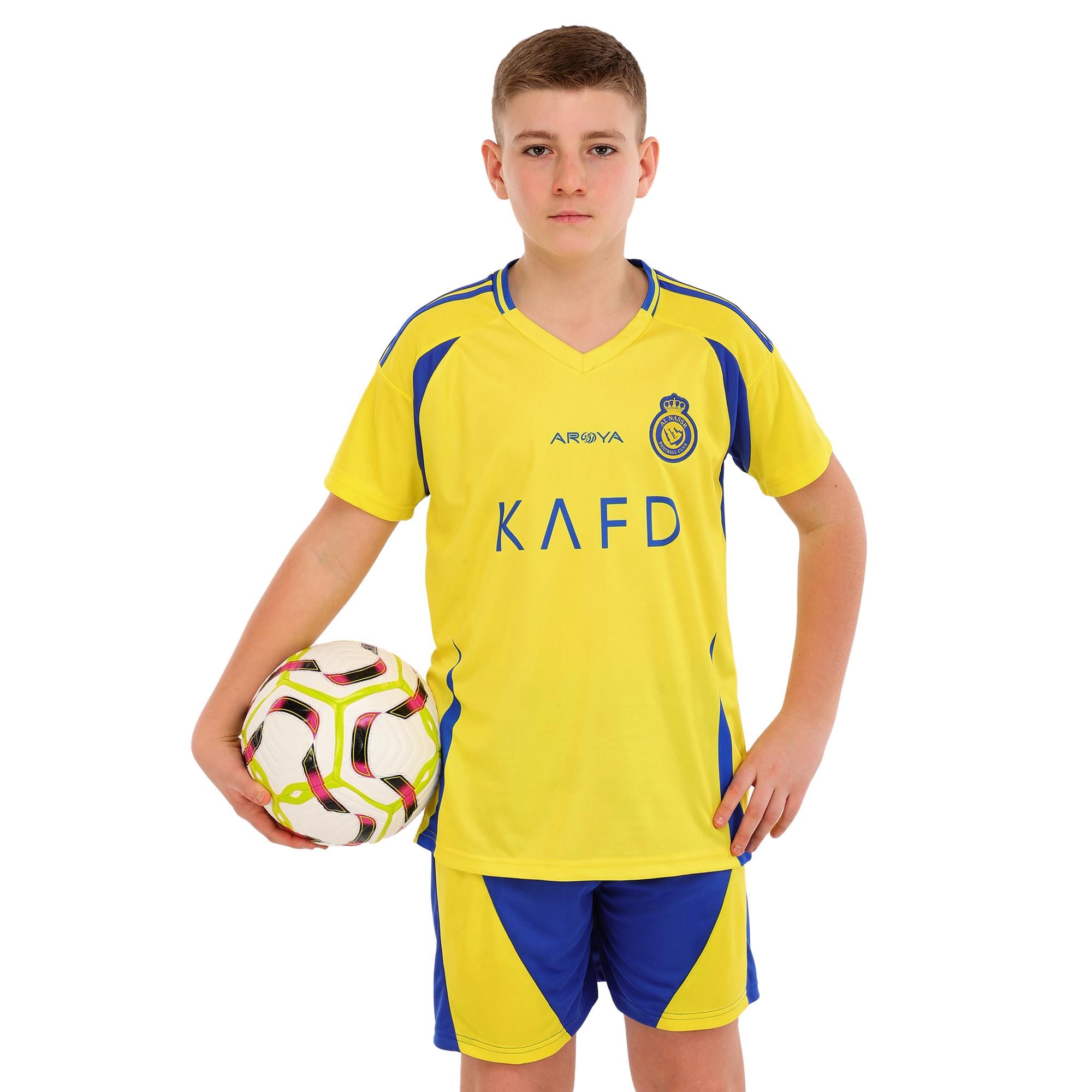 Форма футбольная детская с символикой футбольного клуба AL NASSR домашняя 2025 SP-Sport CO-4653 24 Желтый/Синий (CO-4653_Желтый-синий_24,_рост)