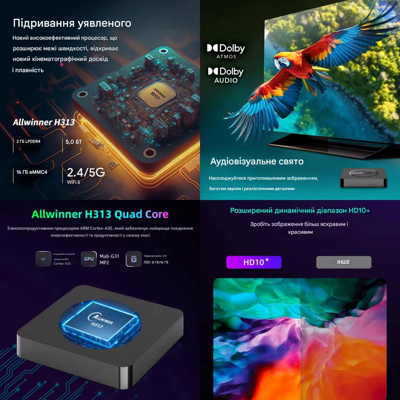 Смарт-приставка Q10 4/32 Гб Android 14 Налаштована - фото 5 Смарт-приставка Q10 4/32 Гб Android 14 Налаштована - фото 5